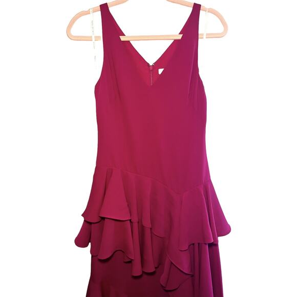 Halston Heritage Drop Waist Tiered Ruffle Ball Gown Pink size 2 - Picture 4 of 7